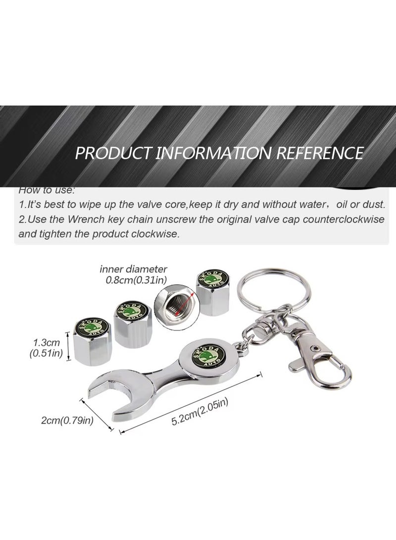 Car tire air valve cover with metal medallion, car tire valve covers, valve kit protects the car's air valve from dirt, dust, and minor air leaks, compatible with Skoda - Image 5