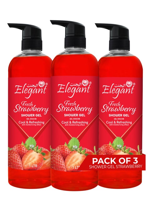 3-Pieces Fresh Strawberry Shower Gel 1 Liter