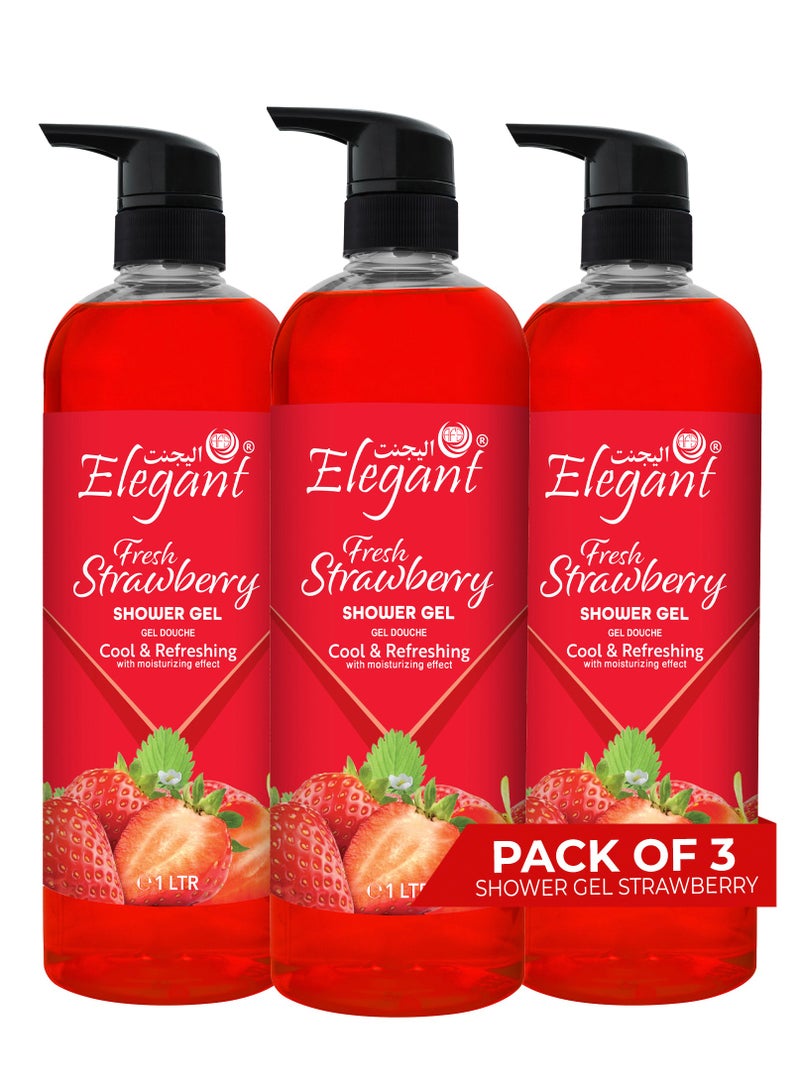 Elegant 3-Pieces Fresh Strawberry Shower Gel 1 Liter  - Image 1