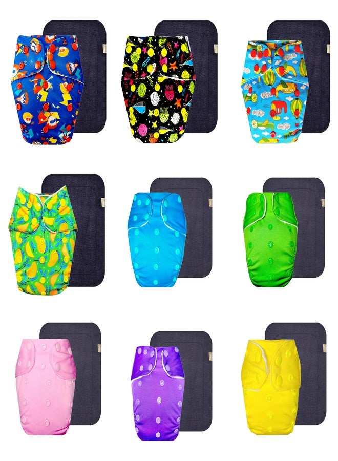 حفاضات دمبلدو القماشية الممتازة مع حشوة سوداء (عبوة من 9) | ملائمة محكمة | وسادة امتصاص من 6 طبقات | أزرار كبس قابلة للتعديل | مصممة من قبل الأمهات | من 3 أشهر إلى 3 سنوات | للجنسين - Image 1