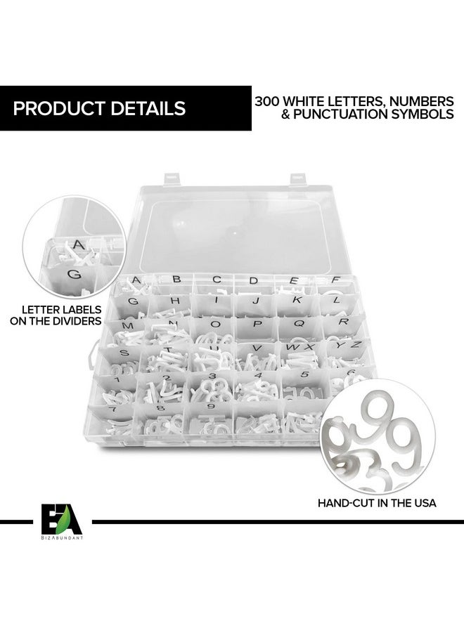 BizAbundant - Letter Board Letters In Organizer 1 Inch Precut Plastic Characters 300 Letters Numbers And Symbols Great To Replenish Or Add To Your Letter Set White - Image 1