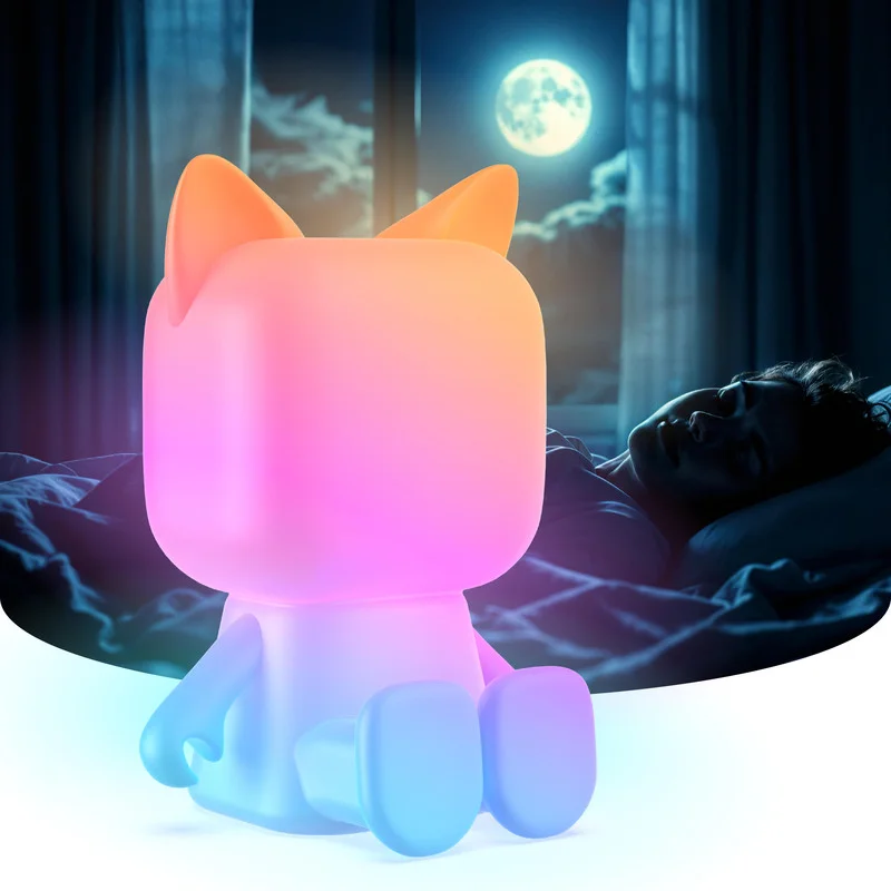 موب مصباح ليلي بشكل حيوانات بإضاءة هادئة مثالي لغرف الأطفال وسهولة الحمل والاستخدام