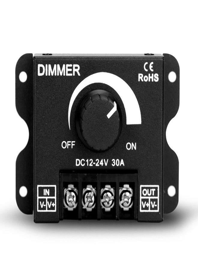 12vmonster LED Dimmer DC 12V-24V Lighting Dimming Controller 30A 12 Volt 24 Volt Light Dim Switch. Easy Solution for LEDs Strips Tubes Bars. Eliminate Messy Wiring Work, Save Hassle of Crimping and Connecting - Image 1