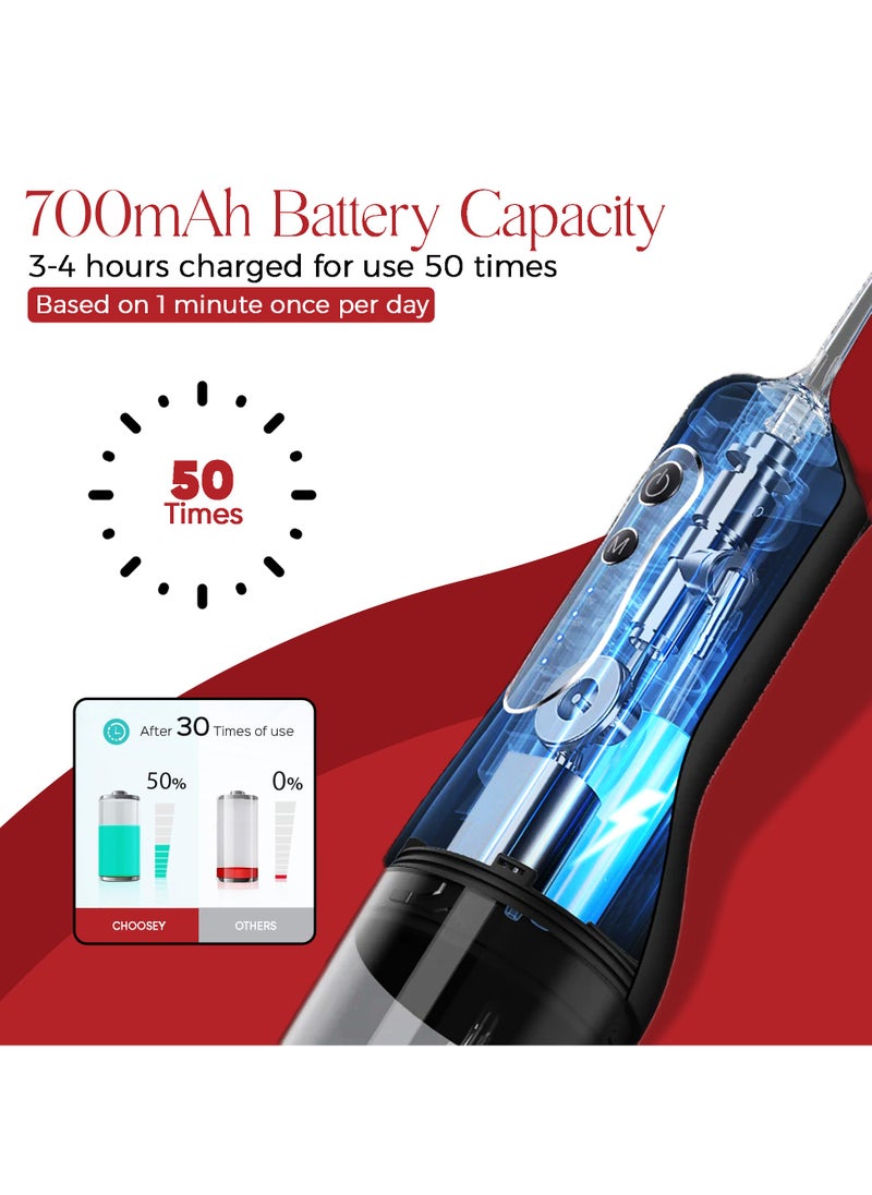 Choosey Portable Water Dental Flosser for Teeth - 260ML Cordless Oral Irrigator with 4 Tips, 4 Cleaning Modes, Rechargeable via Type-C, Travel-Friendly Electric Water Flosser for Braces, IPX65 Waterproof  - Image 2