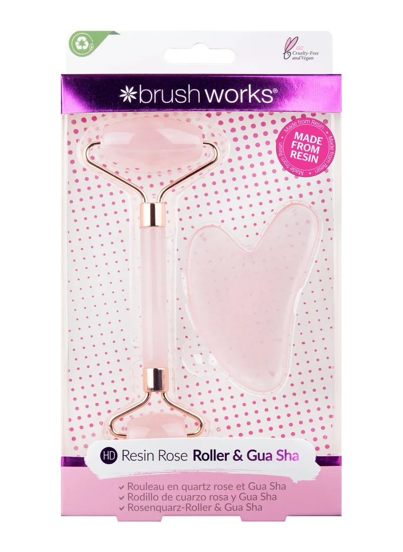 Brushworks Rose Resin Roller And Gua Sha