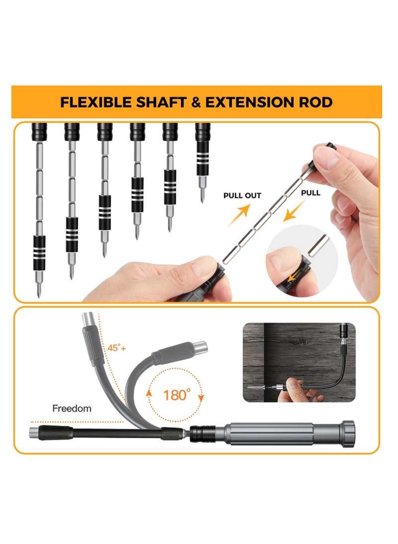 150-Piece Multi-Bits Precision Screwdriver Set - Magnetic Repair Tool Kit for Electronics - Ideal for MacBook, PC, Laptop, Game Consoles (Black) - Image 4