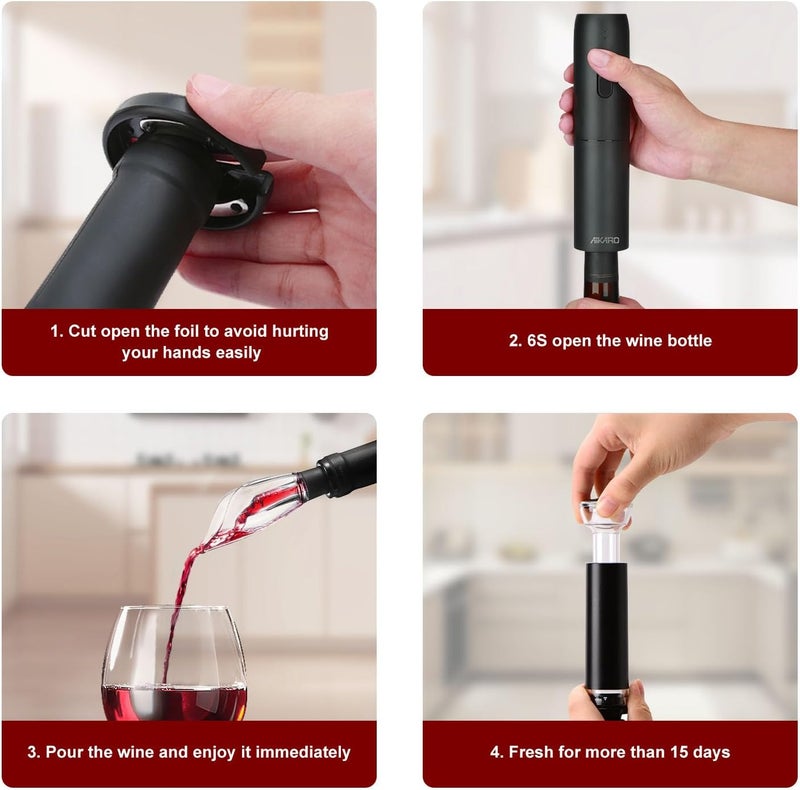 AIKARO - Electric Wine Bottle Opener Automatic Corkscrew, Rechargeable (Set C) - Image 5