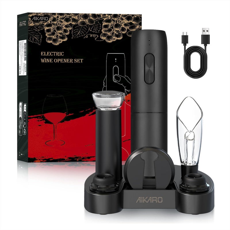 AIKARO - Electric Wine Bottle Opener Automatic Corkscrew, Rechargeable (Set C) - Image 1