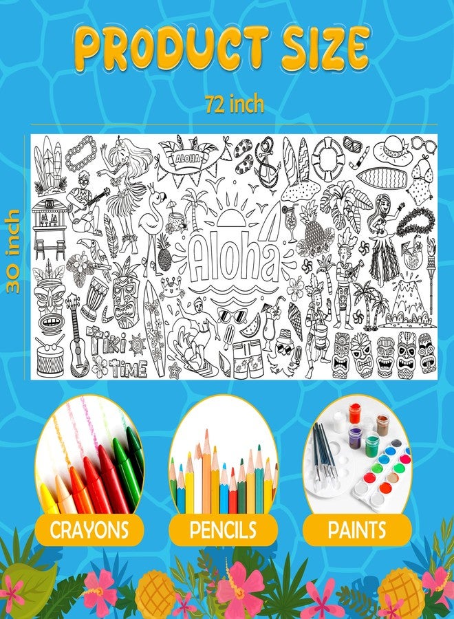 OHOME Hawaiian Giant Coloring Poster/Tablecloth - Luau Day Decorations - Jumbo Coloring Banner Crafts Gifts Activities Accessories Decor Party Decorations - Image 2