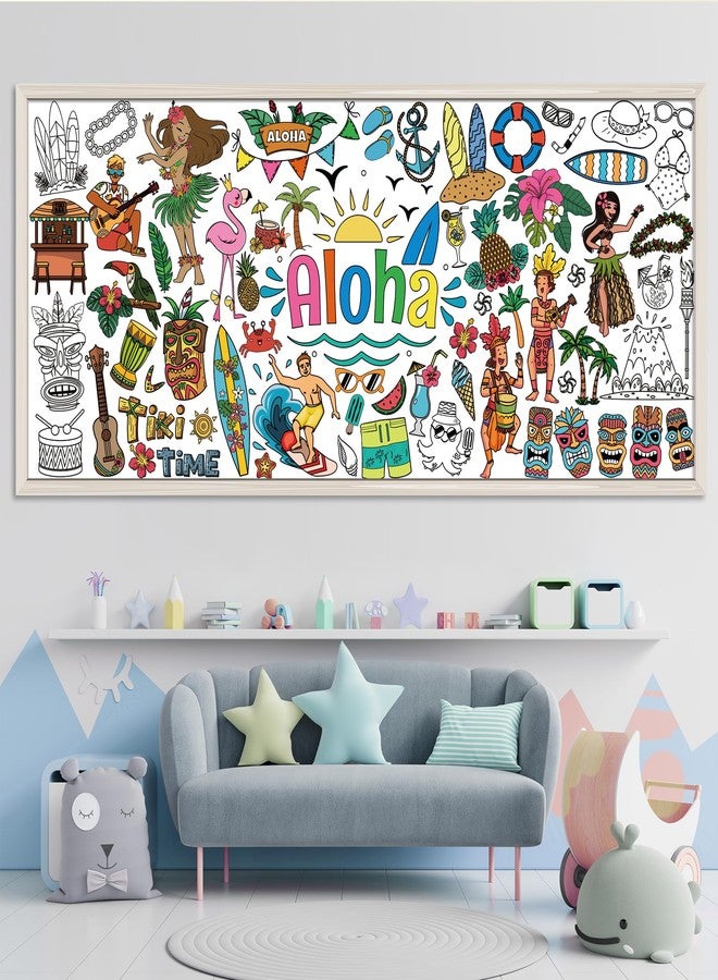 OHOME Hawaiian Giant Coloring Poster/Tablecloth - Luau Day Decorations - Jumbo Coloring Banner Crafts Gifts Activities Accessories Decor Party Decorations - Image 4