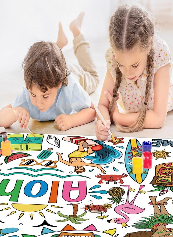 OHOME Hawaiian Giant Coloring Poster/Tablecloth - Luau Day Decorations - Jumbo Coloring Banner Crafts Gifts Activities Accessories Decor Party Decorations - Image 5