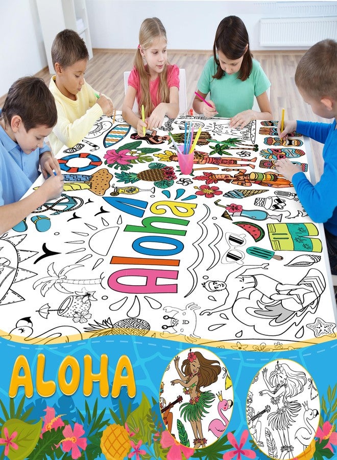OHOME Hawaiian Giant Coloring Poster/Tablecloth - Luau Day Decorations - Jumbo Coloring Banner Crafts Gifts Activities Accessories Decor Party Decorations - Image 3