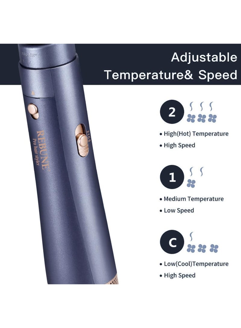 REBUNE Hair Dryer Developed With Ions, Two Heat And Cold Levels, 1200 Watts Blue - Image 3