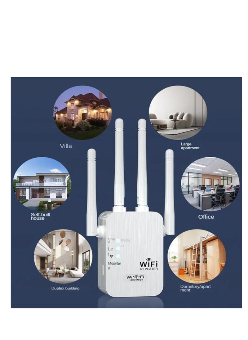 Generic 1200Mbps WiFi Extender Booster - Newest Gen Wireless Internet Repeater, Long Range Amplifier, Ethernet Port, Access Point - White  - Image 1