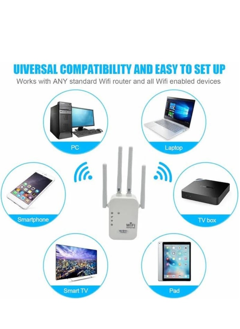 Generic 1200Mbps WiFi Extender Booster - Newest Gen Wireless Internet Repeater, Long Range Amplifier, Ethernet Port, Access Point - White  - Image 2