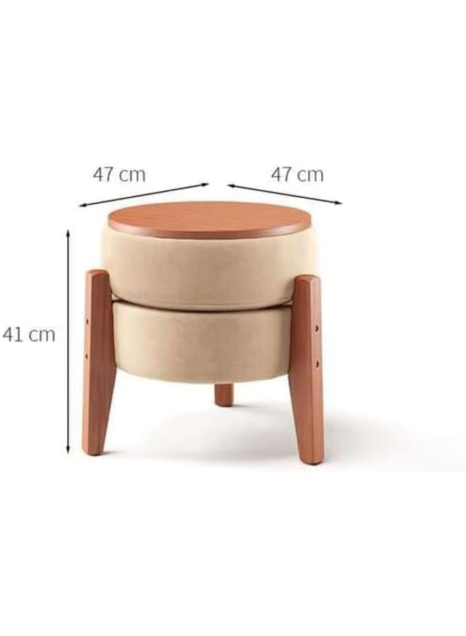 طقم طاولة ومقعد بوف 2×1 من أجود أنواع الخشب - خشب أحمر طبيعي مع سطح طاولة من الميلامين المقاوم للماء وأرجل من خشب الزان الروماني - أثاث غرفة معيشة أنيق ومتين (بيج) - Image 2