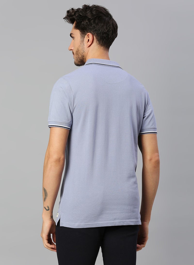 Dennis Lingo Men's Light Blue Regular Fit Cotton Polo T-shirt - Image 5