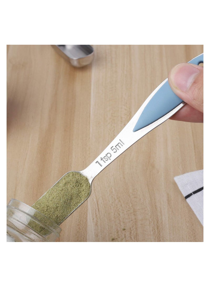 KASTWAVE مجموعة ملاعق قياس، ملعقة طهي وخبز، ملاعق قياس ستانلس ستيل ذات مقبض طويل وقابلة للتكديس لقياس المكونات الجافة والسائلة، تناسب في جرة التوابل، 11 قطعة - Image 2