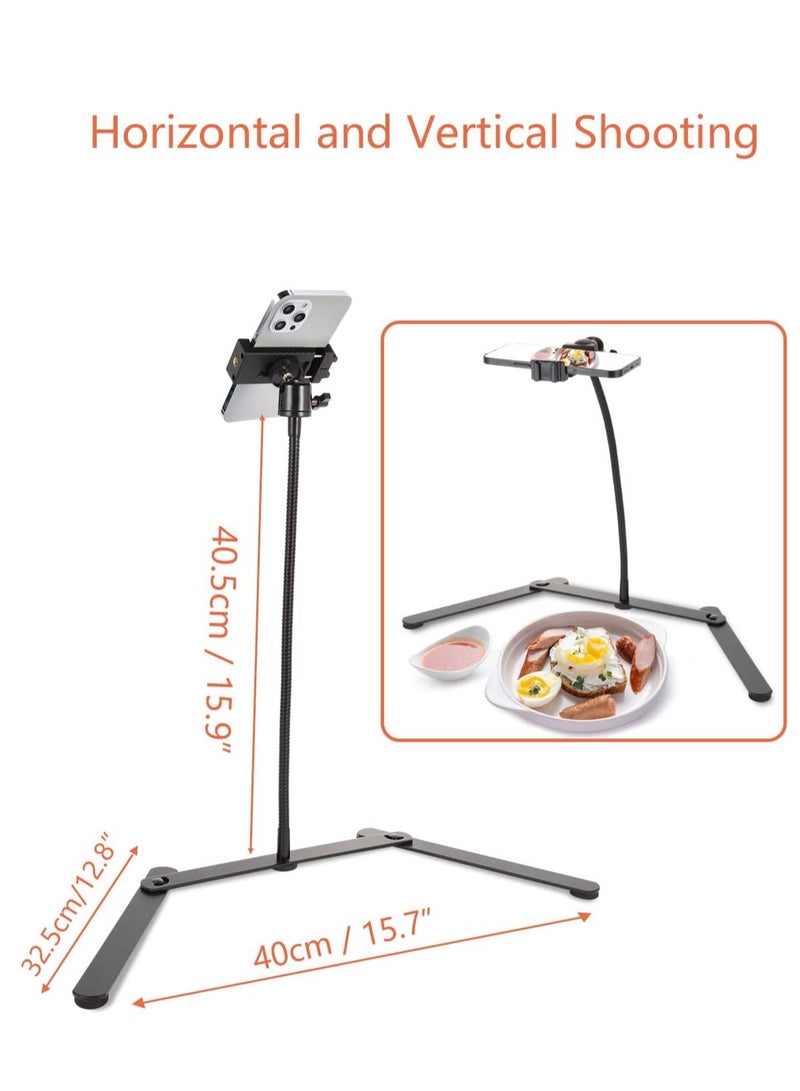 Ajustable Phone Tripod Cellphone Holder Overhead Phone Mount Table Top Teaching Online Stand for Live Streaming and Online Video and Food Crafting Demo Drawing Sketching Recording Cook Recording  - Image 3