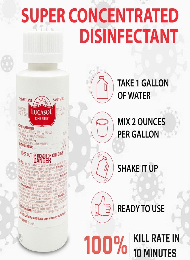 Lucasol One Step Disinfectant, All Purpose Cleaner Disinfectant For Hospitals, Barber Supplies, Household Essentials, School, Salons, Household Cleaning And More - 4 Fl Oz - Image 2
