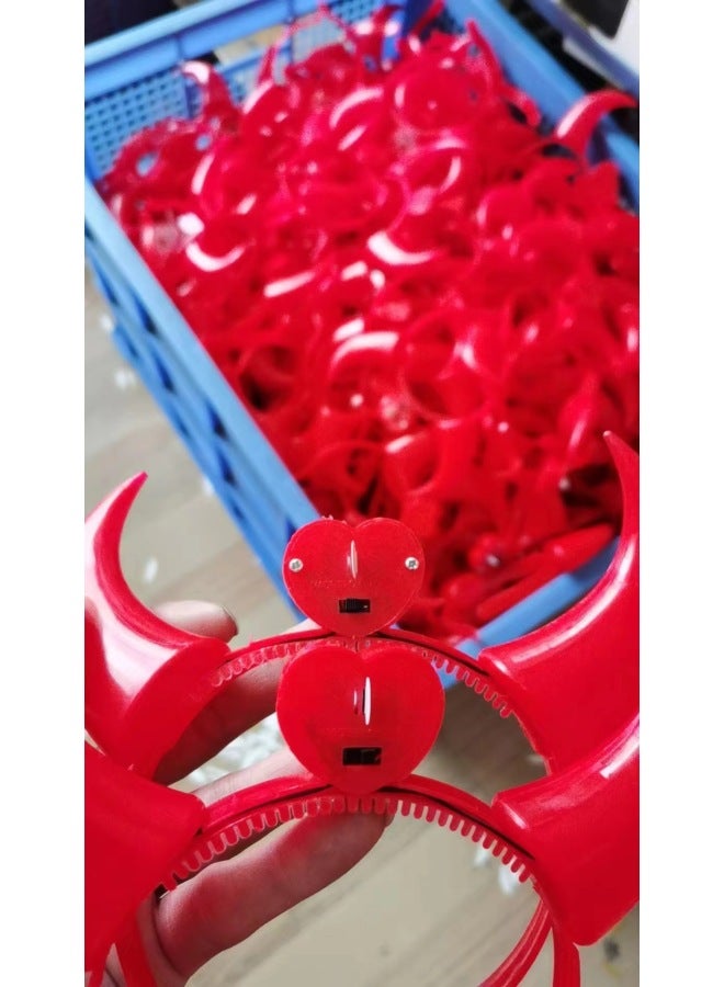 Cheering Headband Glow Stick Small Gift Party Flash Horn Head Hoop Horn Head Buckle Toy-Color:Horn Screws + Real Switch  - Image 1