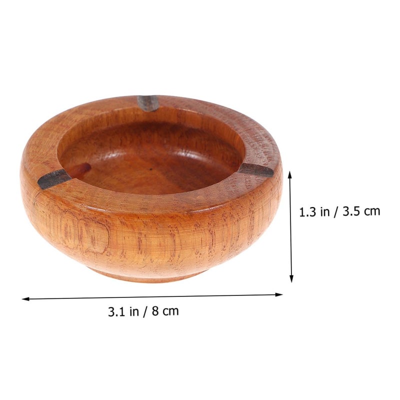 Wooden Ashtray Set Of 2 Small Round Vintage Style For Home Office Desktop 10X3 5Cm Random Color - Image 3