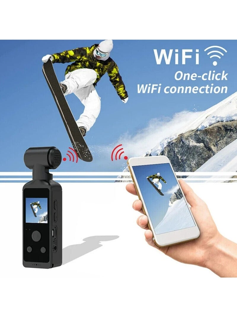 Generic - Arabic 4K Ultra HD Pocket Action Camera 270° Rotatable Vlog Wifi Mini Sports Cam Waterproof Case Helmet Travel Bicycle Driver Recorder (32GB) - Image 1