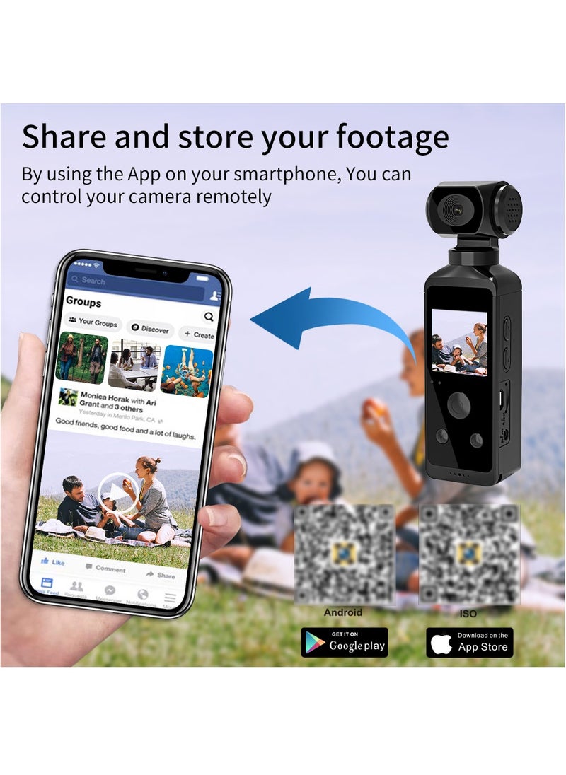Generic - Arabic 4K Ultra HD Pocket Action Camera 270° Rotatable Vlog Wifi Mini Sports Cam Waterproof Case Helmet Travel Bicycle Driver Recorder (32GB) - Image 1