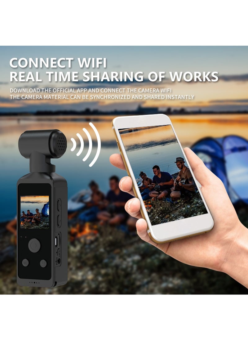 Generic - Arabic 4K Ultra HD Pocket Action Camera 270° Rotatable Vlog Wifi Mini Sports Cam Waterproof Case Helmet Travel Bicycle Driver Recorder (32GB) - Image 1