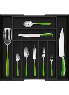 U-HOOME Kitchen Drawer Organizer For Utensil Holder Expandable Silverware Organizer And Cutlery Traydrawer Dividers For Flatware And Kitchen Utensils (9 Slotsblack)  - Image 1