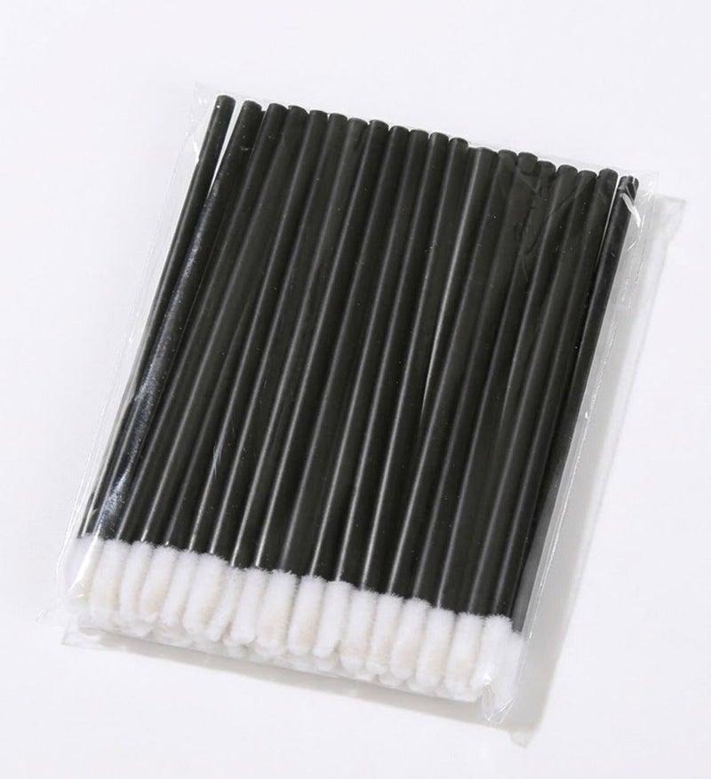 Me Now 50 Pcs Disposable Lip Brushes Lipstick Gloss Applicators Wands Tester Kits Makeup Tool Cleaner Accessories for Lip Eye Nails Multifunctional Velvet Lip Brushes Makeup Brushes (100 Pcs (2 Packs) - Image 2