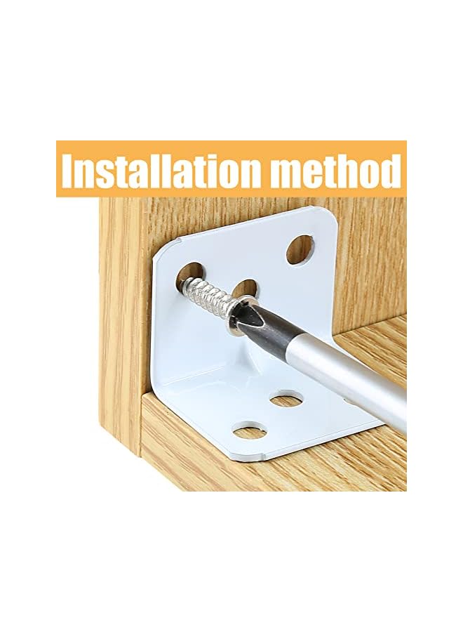 The Bros 12PCS 1.5 x 1.1 Inch L Shape Shelf Bracket, White 28 x 28 x 36mm Metal Corner Brace, 90 Degree Right Angle L Brackets Support with Screws for Wood Furniture Shelves - Image 4