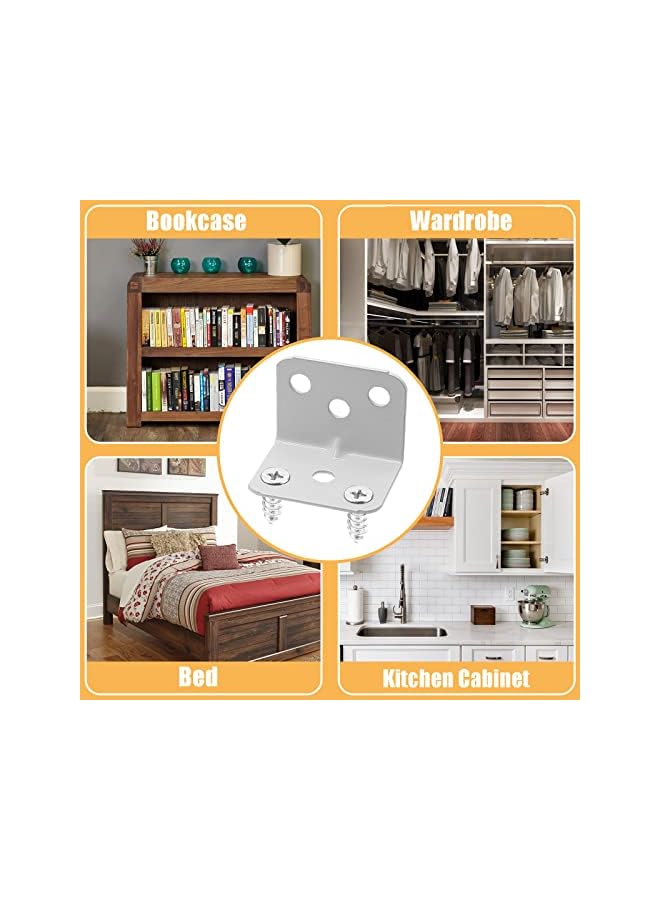 The Bros 12PCS 1.5 x 1.1 Inch L Shape Shelf Bracket, White 28 x 28 x 36mm Metal Corner Brace, 90 Degree Right Angle L Brackets Support with Screws for Wood Furniture Shelves - Image 5