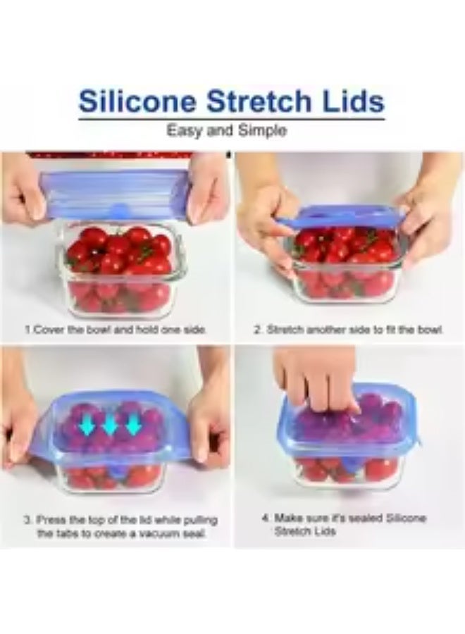 6PCS Square Silicone Stretch Lid Kitchen Tool Accessories Reusable Food Packaging Sealed Lid Keeps Fresh Elastic Bowl Lid - Image 2