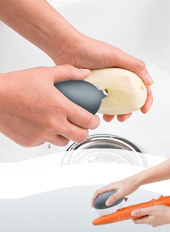 2 Pcs Vegetable and Fruit Cleaning Brush, Non-Slip Potato Scrubber Veggie Brush with Dots Remover - Image 5