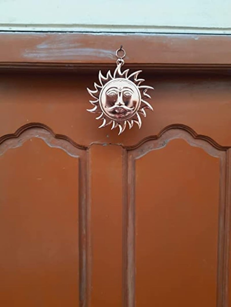 Magic Providers Metal Home Vastu Sun Surya Face Copper God Sun Wall Hanging Feng Shui Copper Sun Surya Face Murti Idol Statue Wall Hangings For Vastu Remedies For East Wall Brown 6 Inch Bronze - Image 3
