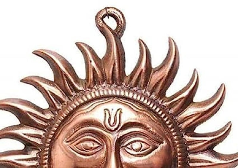 Magic Providers Metal Home Vastu Sun Surya Face Copper God Sun Wall Hanging Feng Shui Copper Sun Surya Face Murti Idol Statue Wall Hangings For Vastu Remedies For East Wall Brown 6 Inch Bronze - Image 5