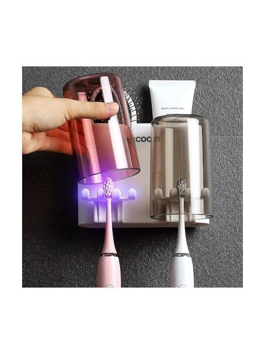 SWAZE Wall Mounted Toothbrush Holder for Bathroom - Stickable Brush Stand with Cover | Tooth Brush & Paste Holder for Bathroom Wall | Bathroom Brush Holder for Wash Basin | Plastic Stand Set (2 Cups) - Image 4