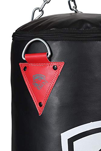 IWIN RMOUR Unfilled Black Red Heavy PU Punch Bag Boxing MMA Sparring Punching Training Kick Boxing Muay Thai with Hanging Chain, Boxing Gloves and Hand Wraps (5 FT), red Black - Image 3