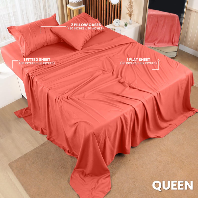 Utopia Bedding Queen Bed Sheets Set - 4 Piece Bedding - Brushed Microfiber - Shrinkage and Fade Resistant - Easy Care (Queen, Coral) - Image 2