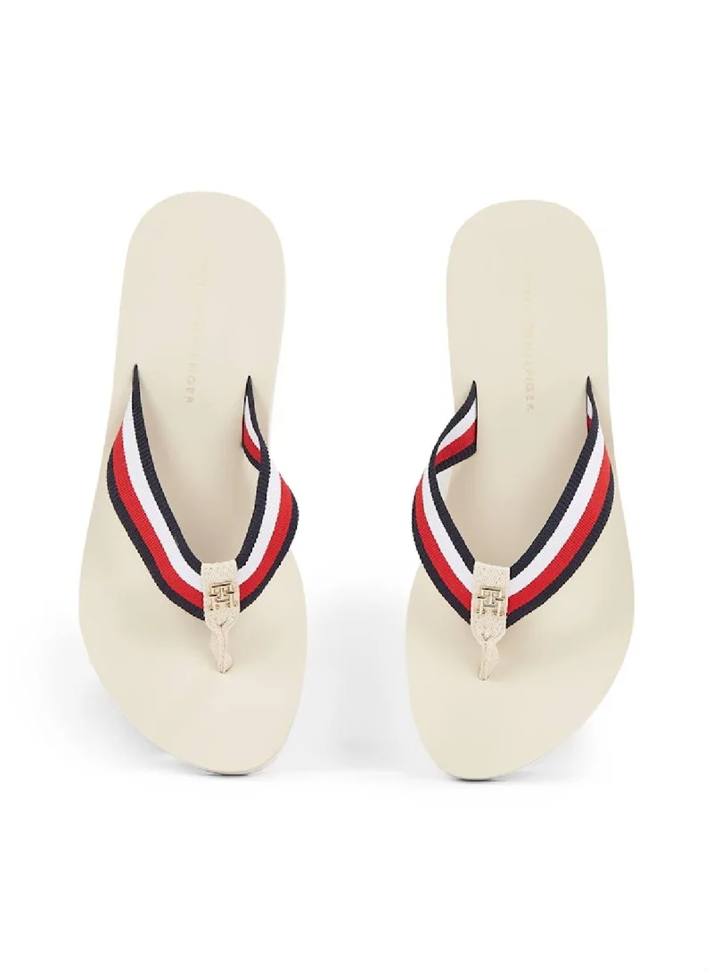TOMMY HILFIGER Signature Strap Wedge Flip Flops