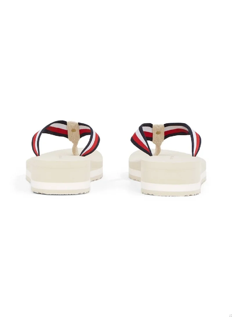 TOMMY HILFIGER Signature Strap Wedge Flip Flops