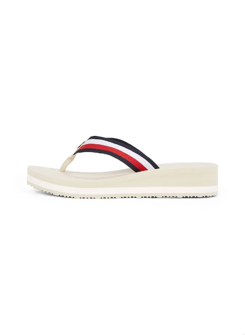 TOMMY HILFIGER Signature Strap Wedge Flip Flops