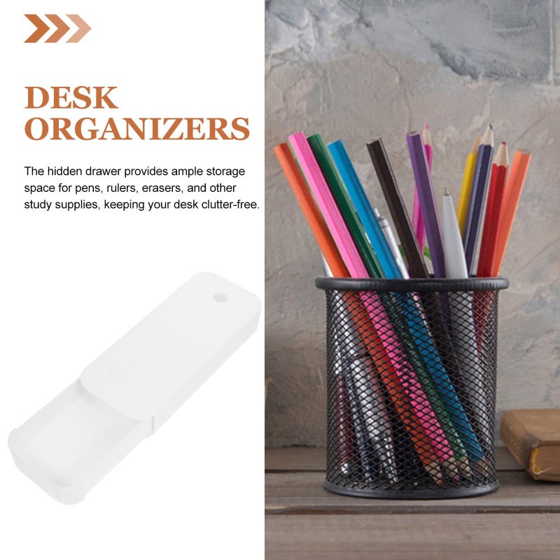 White Desk Drawer Organizer Storage Tray Hidden Desk Shelf Stationery Box - Image 4
