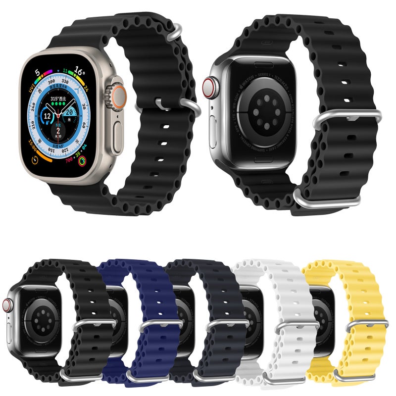 DUX DUCIS Sea Wave Silicone Watch Band For Apple Watch Series 8&7 41mm / SE 2&6&SE&5&4 40mm / 3&2&1 38mm(White)