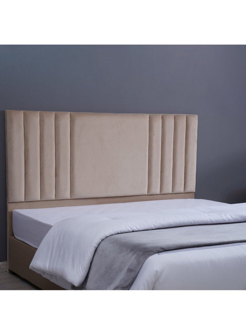 Karnak Superior Upholstered Velvet Bed Frame Bedroom Furniture Strong And Sturdy Modern Design Wooden Bed | Quiet & Comfortable Bed (Queen - 160x200cm, Beige) - Image 2