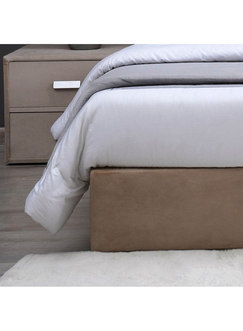 Karnak Superior Upholstered Velvet Bed Frame Bedroom Furniture Strong And Sturdy Modern Design Wooden Bed | Quiet & Comfortable Bed (Queen - 160x200cm, Beige) - Image 5