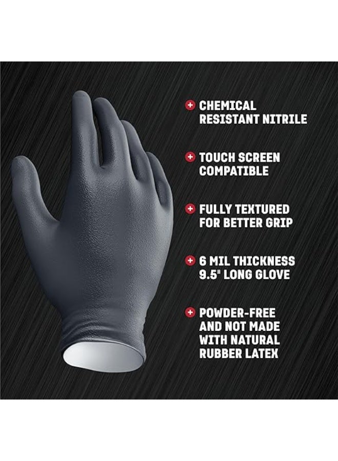 Black Nitrile Gloves (100 Count) - 6 mil Heavy Duty, Chemical Resistant Disposable Gloves - Textured Grip, Latex-Free & Practical for Industrial Use - Image 2