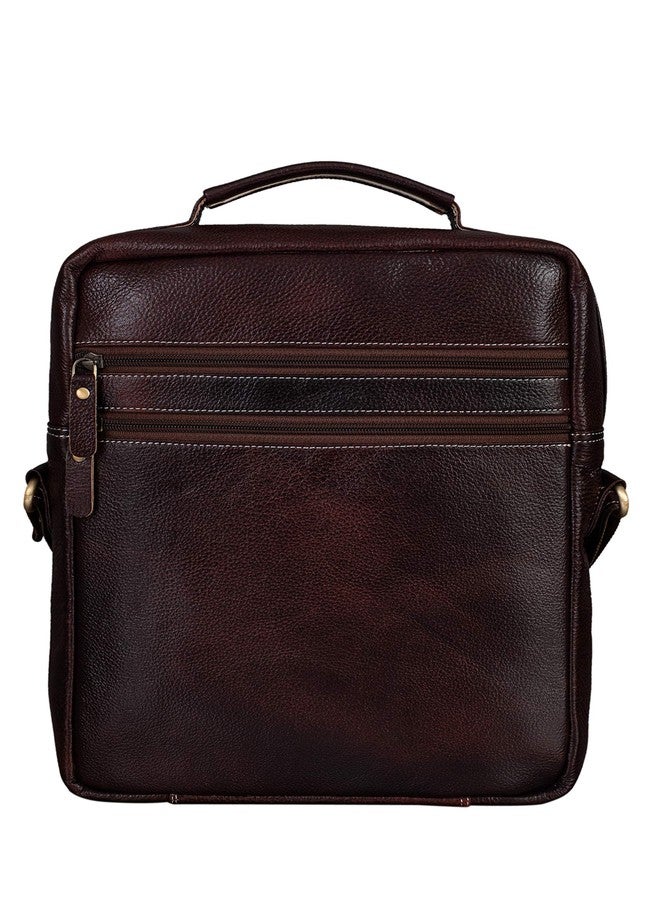 BRAND LEATHER Men's Genuine Leather Sling Chest Bag Cross Body Shoulder Daypacks For 10.5 Inches iPad (BROWN) - Image 2