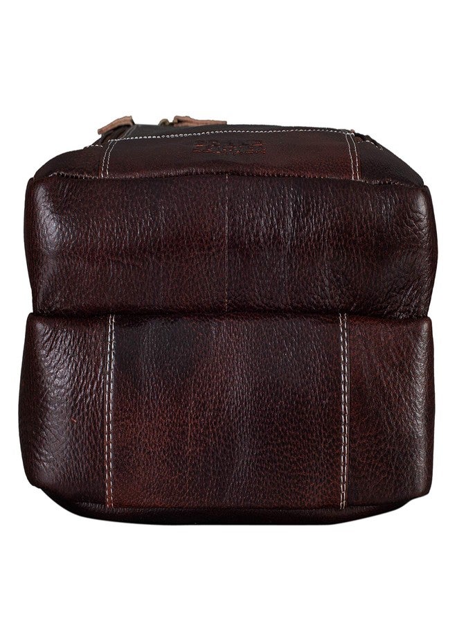 BRAND LEATHER Men's Genuine Leather Sling Chest Bag Cross Body Shoulder Daypacks For 10.5 Inches iPad (BROWN) - Image 4